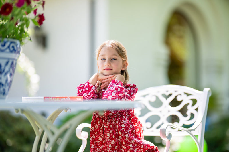 Flower Print Red Dress