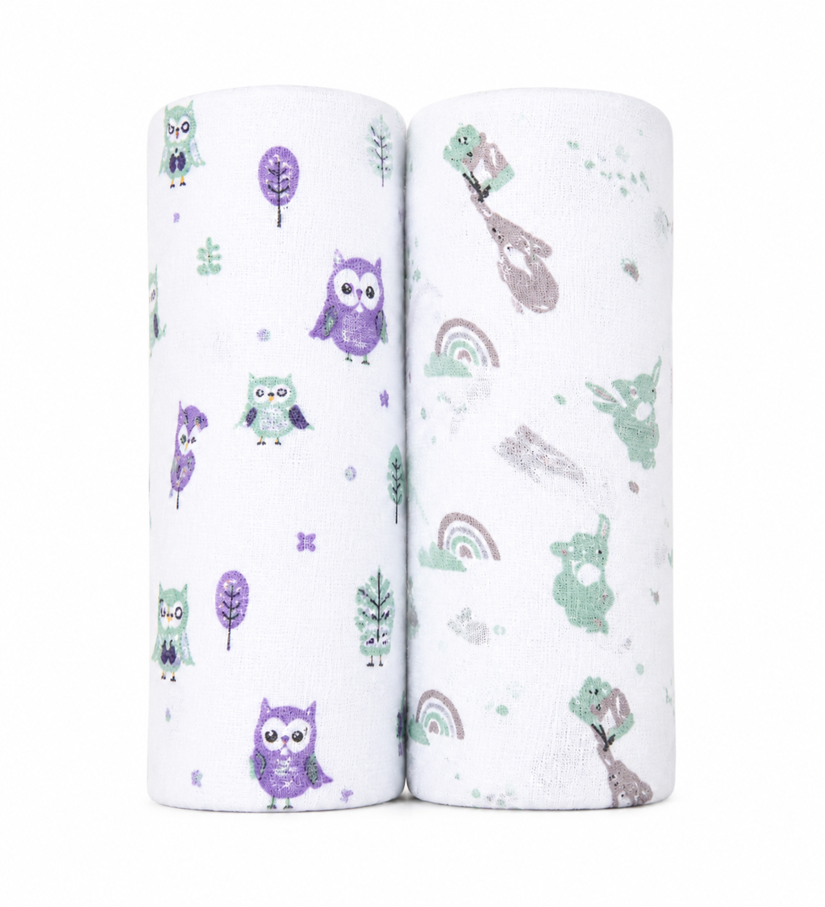 Aloe Vera Swaddles 2 pack - Gentle Owl and Elephant prints - First Time in the US