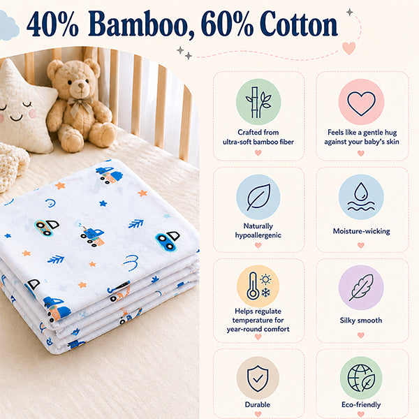 Bamboo Cotton Swaddle for Babies - Crane Print