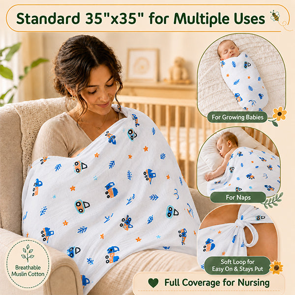Bamboo Cotton Swaddle for Babies - Crane Print