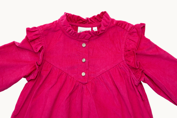 Fuschia Full Sleeve Ruffle Dress