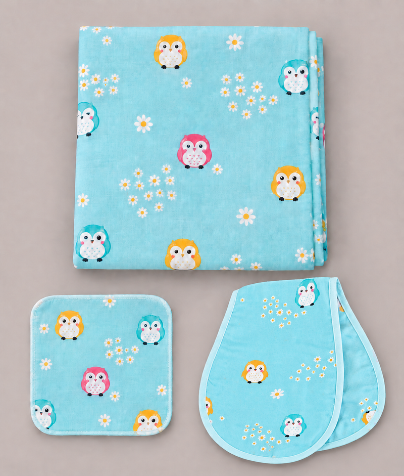 Baby Swaddle, Burp Cloth & Washcloth Set – 3 Piece
