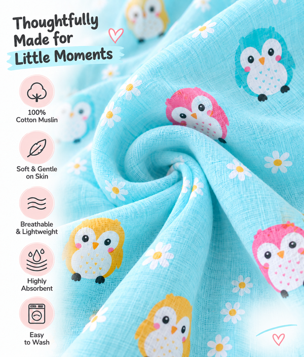 Baby Swaddle, Burp Cloth & Washcloth Set – 3 Piece