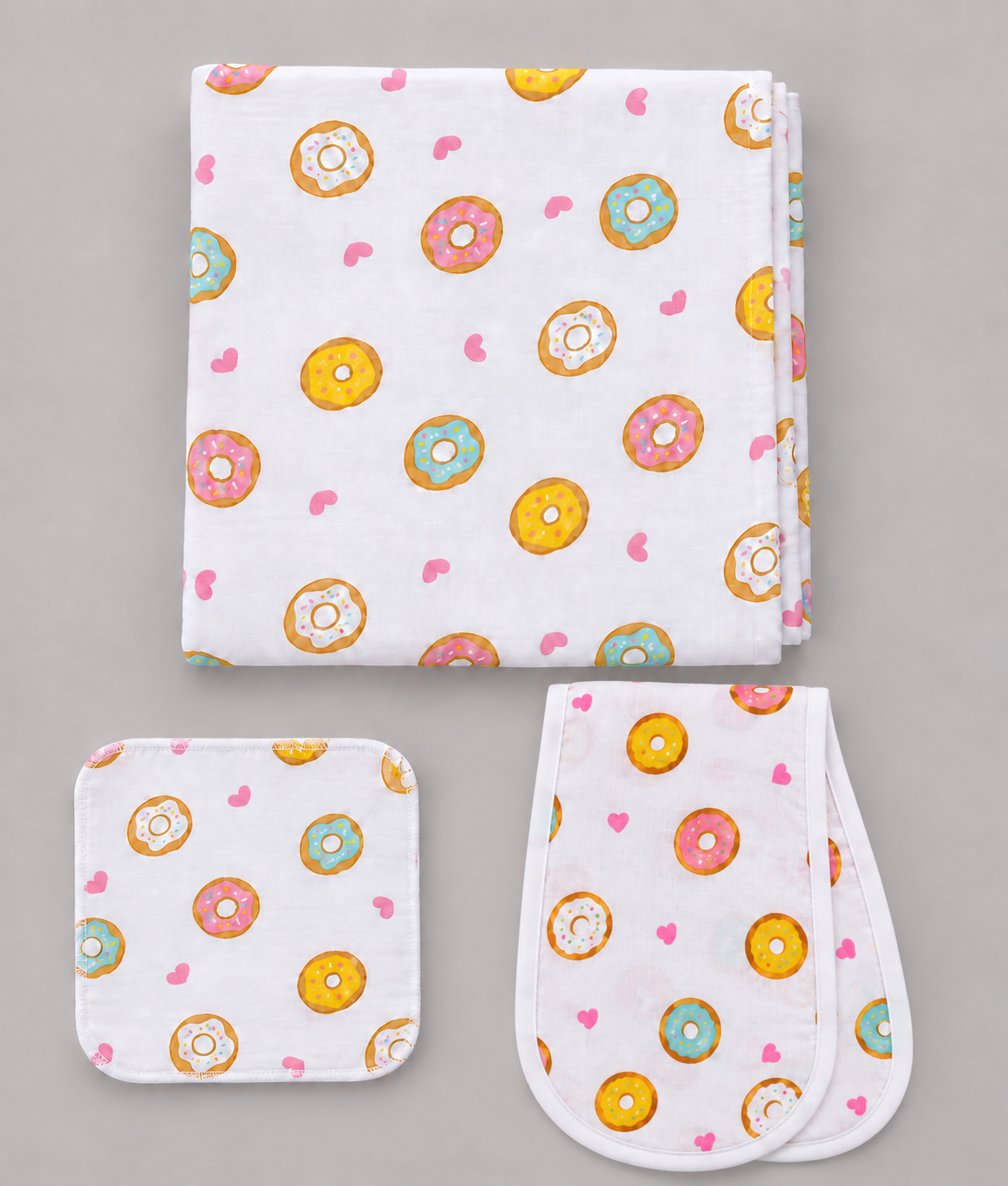 Baby Swaddle, Burp Cloth & Washcloth Set – 3 Piece