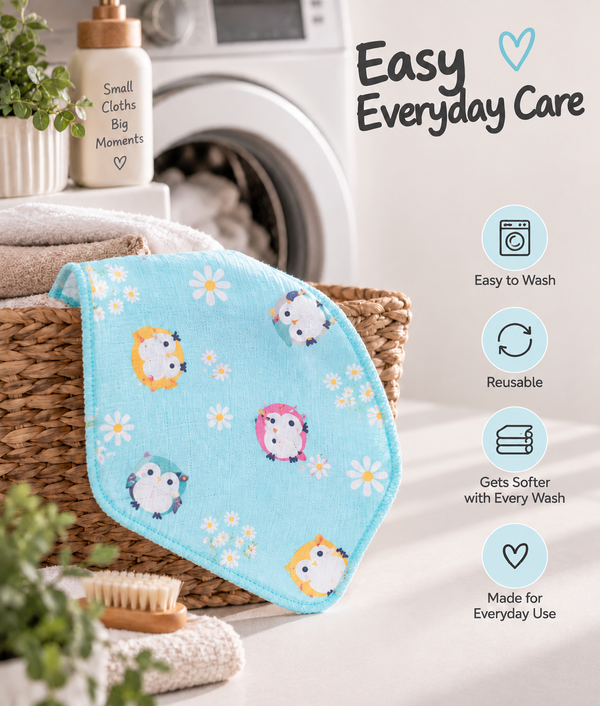 Muslin Cotton Washcloth for Newborns - Penguin Print