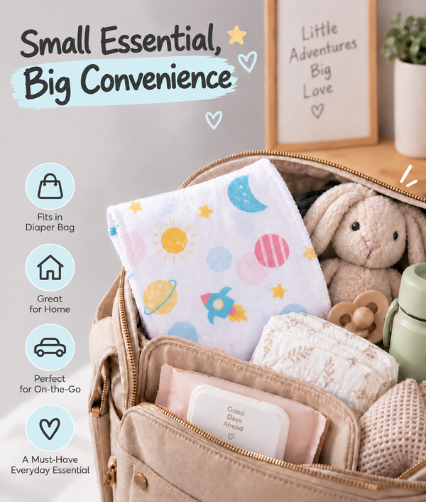 Muslin Cotton Washcloth for Newborns - Planet Print