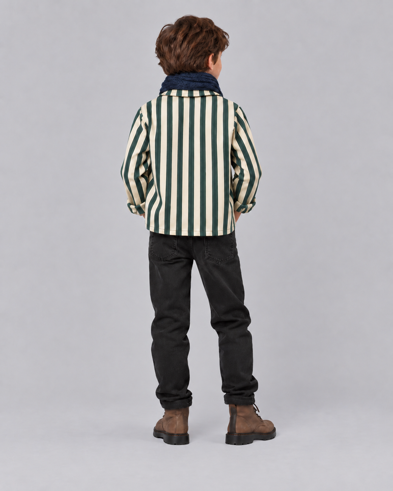 Boys Striped Shacket - Green
