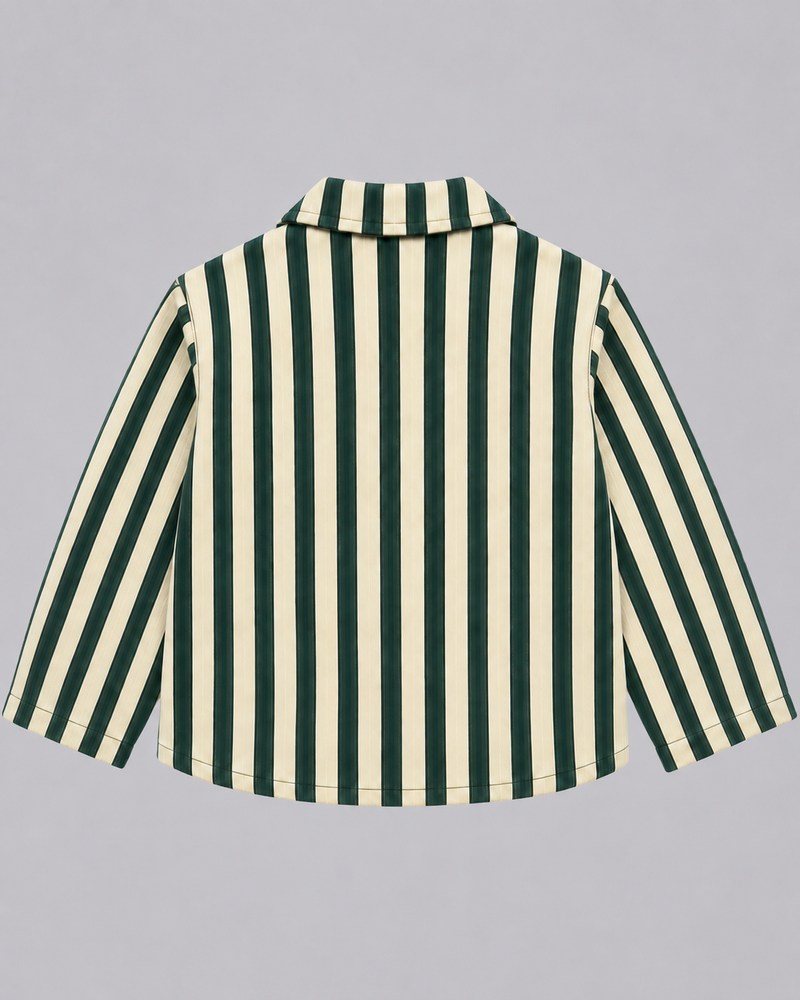 Boys Striped Shacket - Green