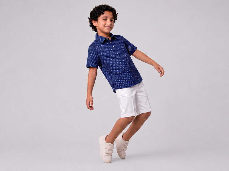 Navy Polka Dot Shirt