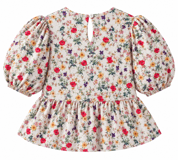 Girls Floral Printed Bow Top