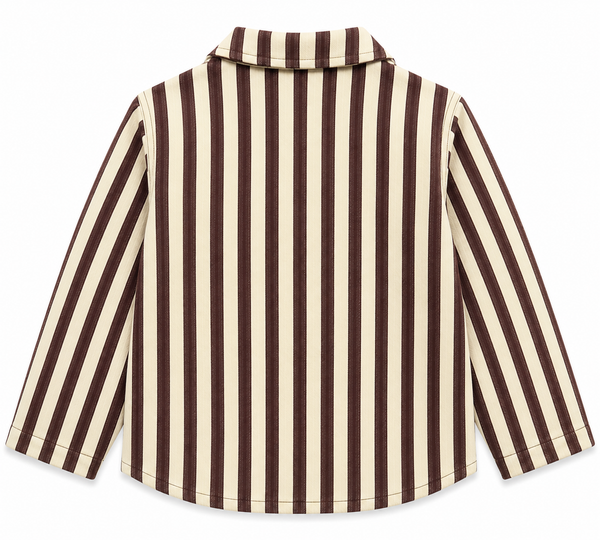 Boys Striped Shacket - Brown