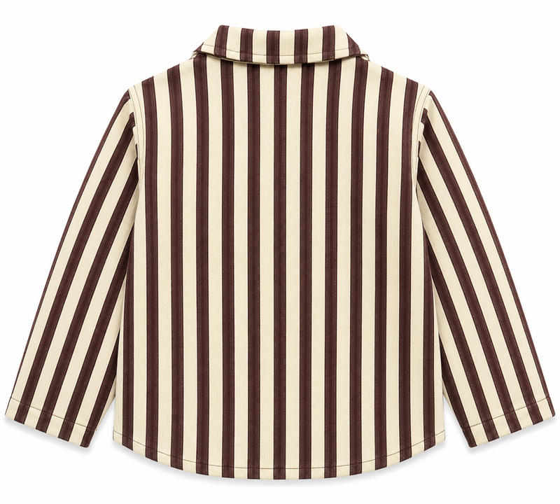 Boys Striped Shacket - Brown