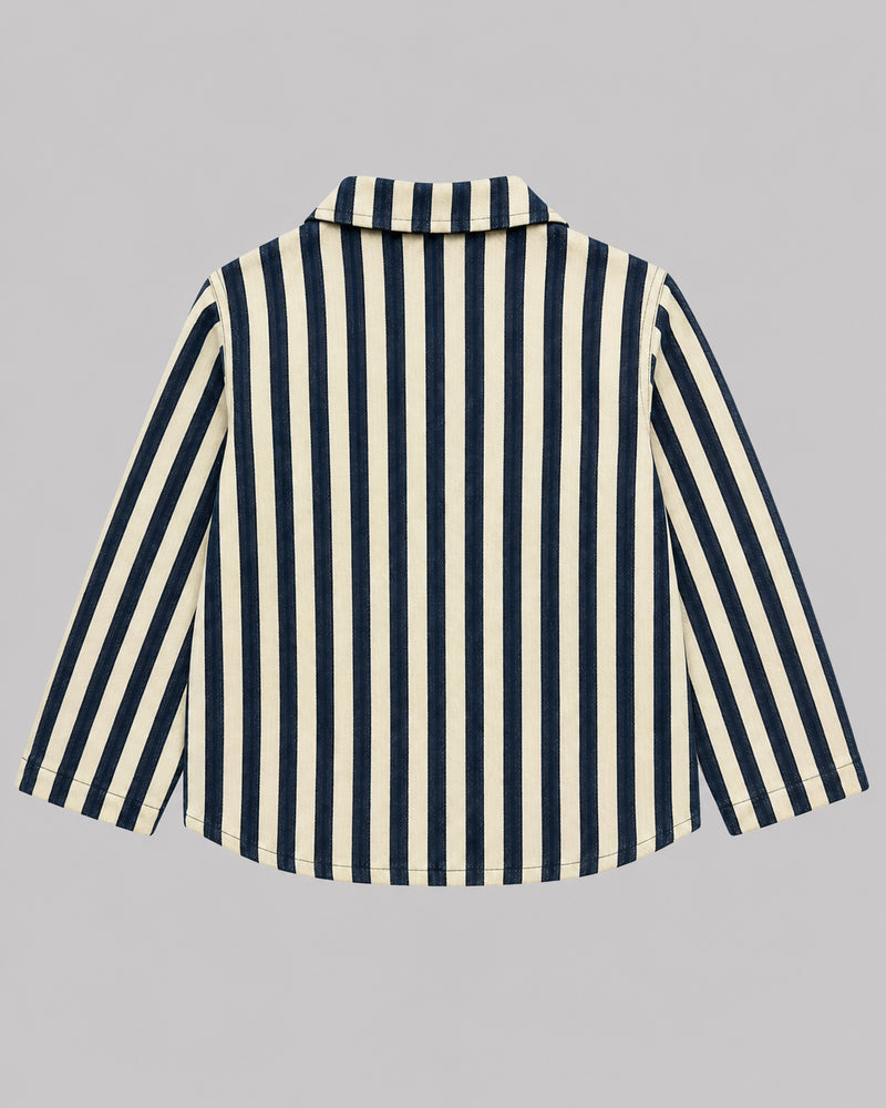 Boys Striped Shacket - Blue