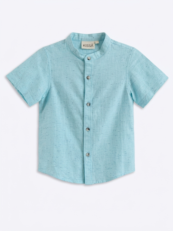 Light Blue Mandarin Collar Shirt