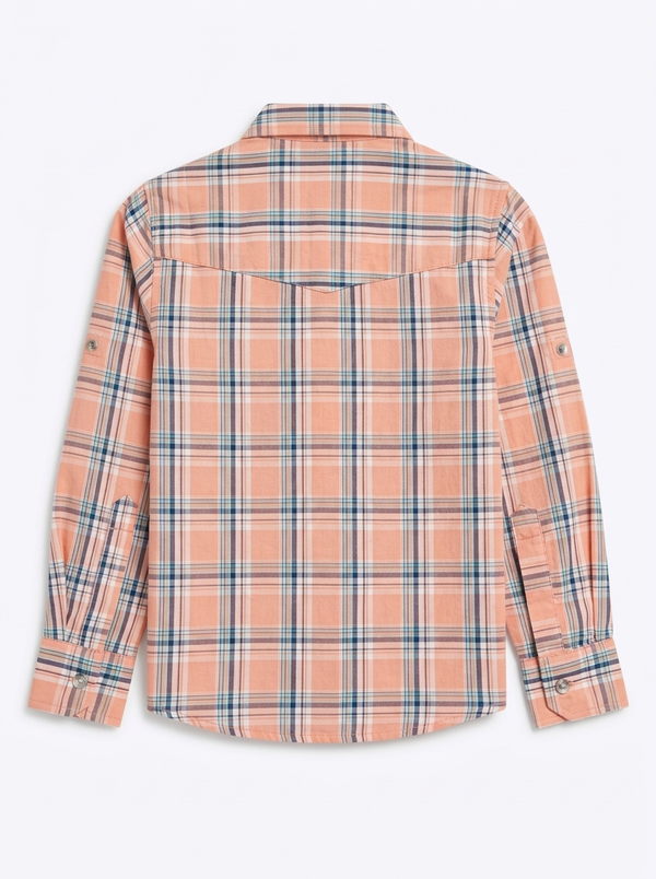 Peach Checks Full Sleeve Shirt