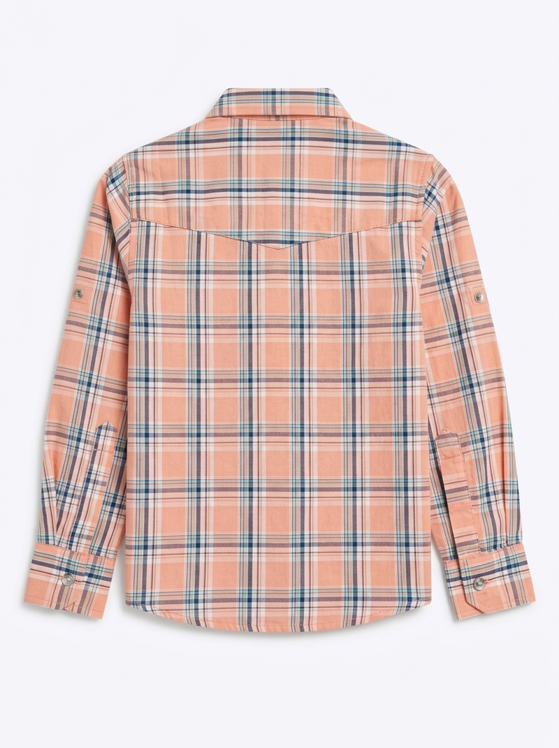 Peach Checks Full Sleeve Shirt