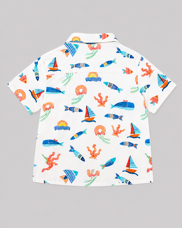 White Ocean Print Shirt