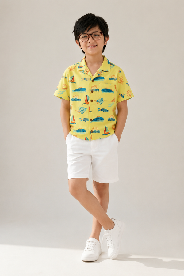 Yellow Ocean Print Shirt