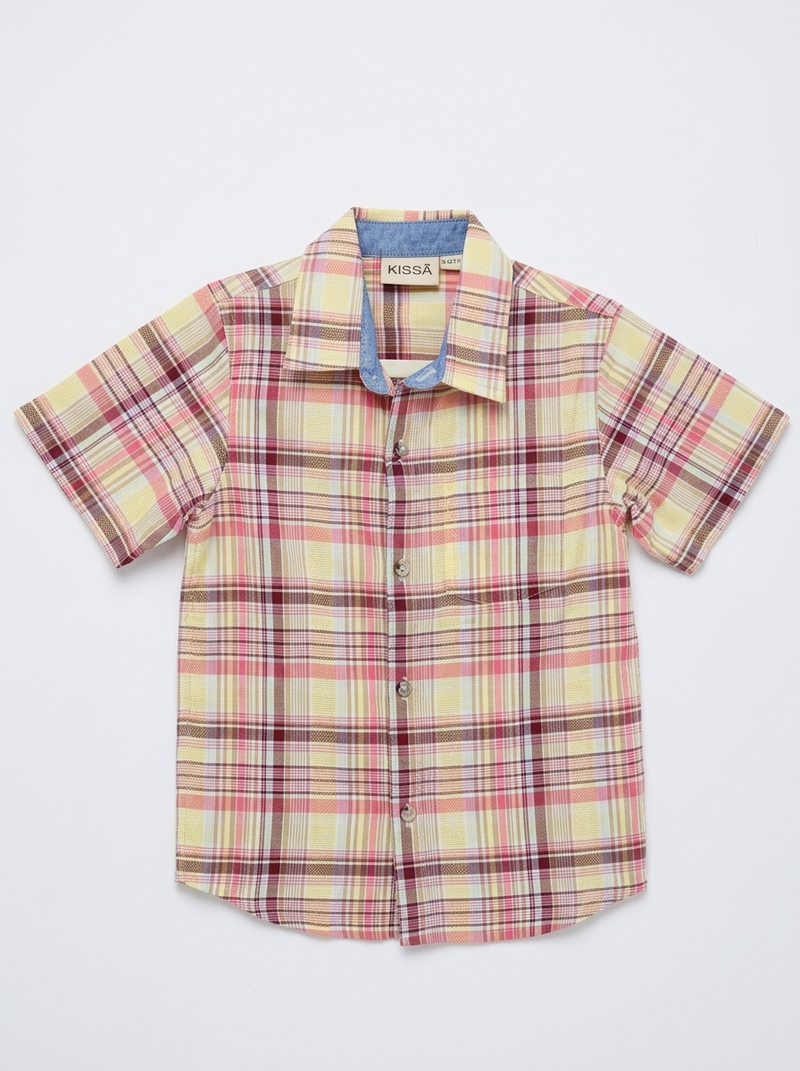 Brown & Yellow Checks Boat Waves Shirt
