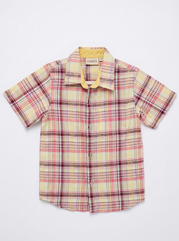 Brown & Yellow Checks Boat Waves Shirt
