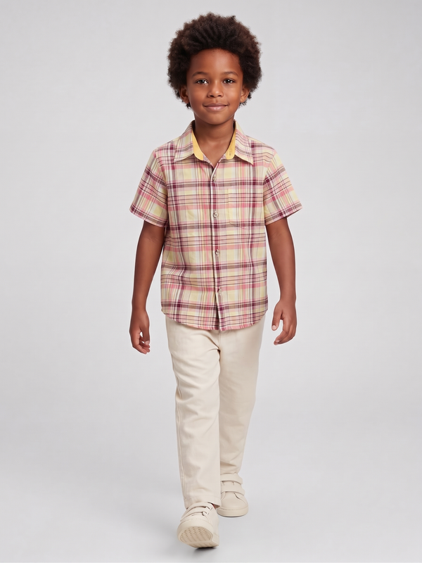 Brown & Yellow Checks Boat Waves Shirt