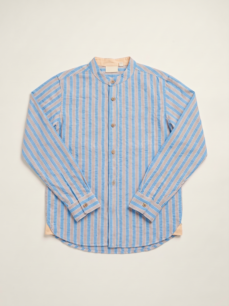 Mandarin Collar Stripe Full Sleeve Shirt