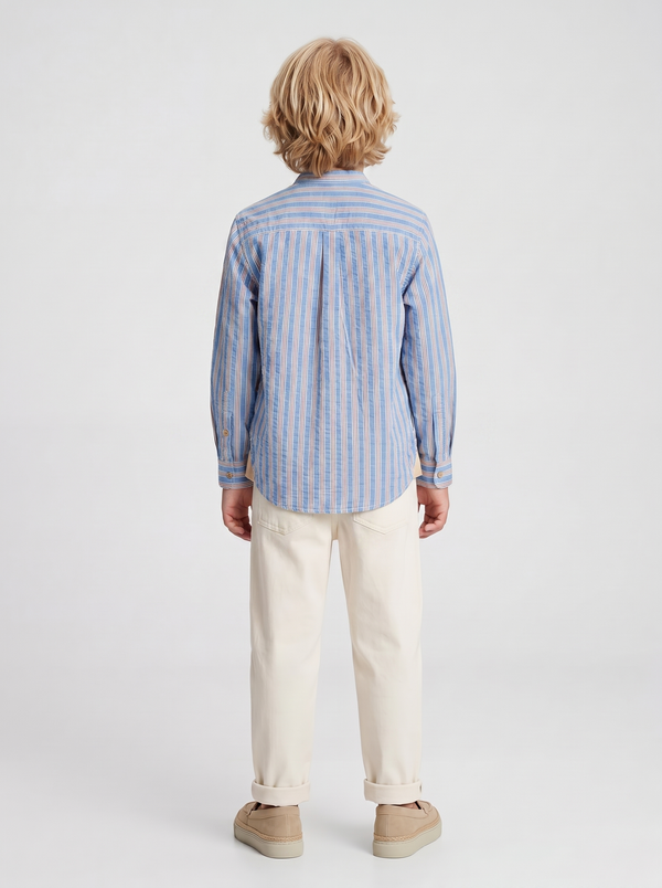 Mandarin Collar Stripe Full Sleeve Shirt