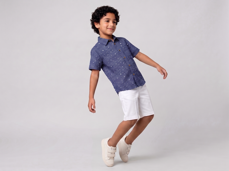 Navy Polka Dot Shirt