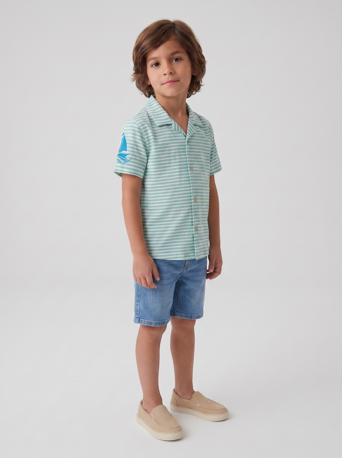 Green Stripe Boat Shirt