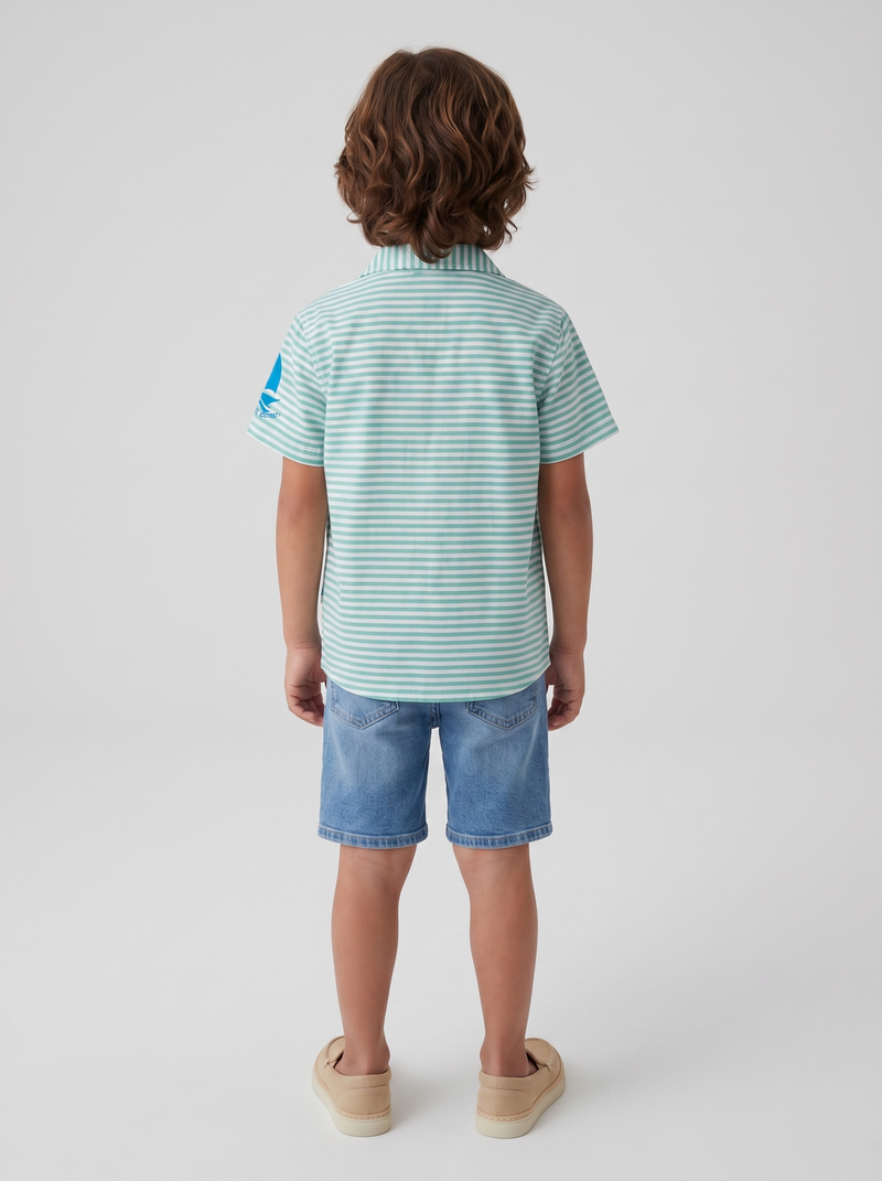 Green Stripe Boat Shirt