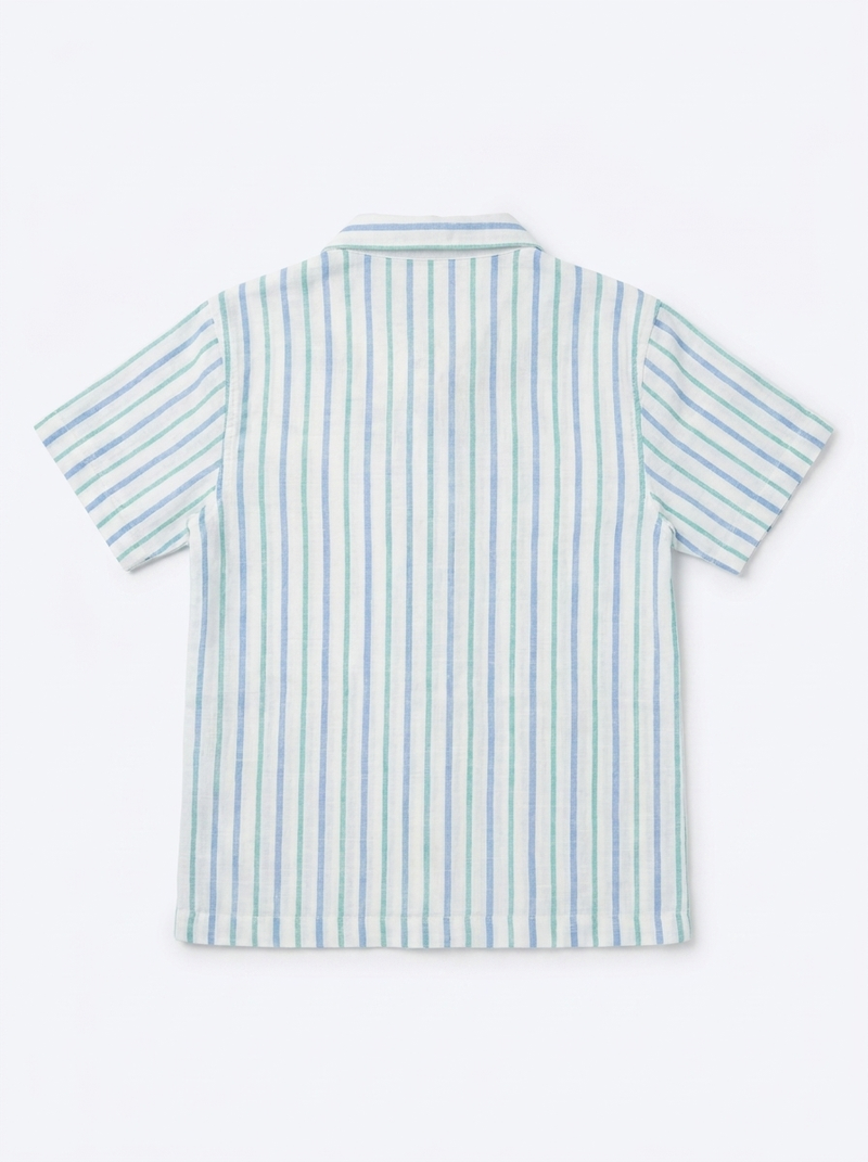 Blue Stripe Palm Tree Shirt