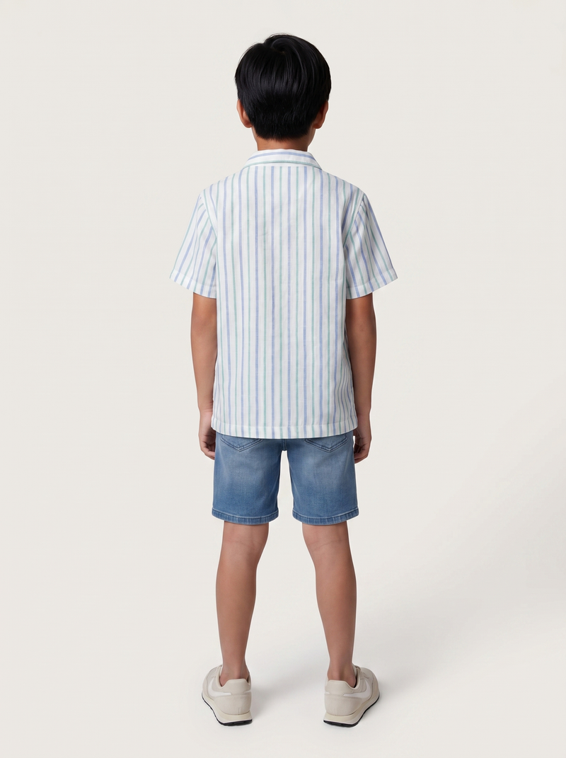 Blue Stripe Palm Tree Shirt