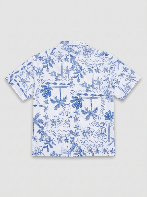 Blue & White Beach Print Shirt
