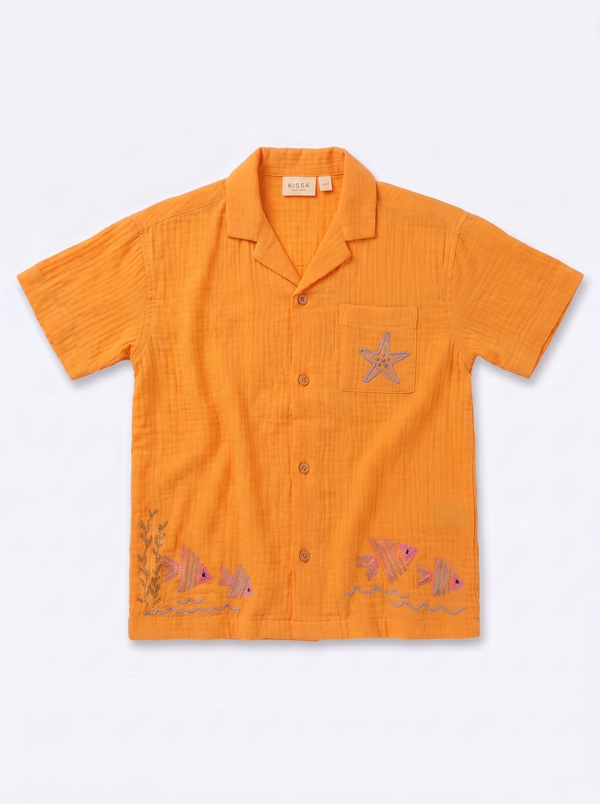 Orange Embroidered Shirt