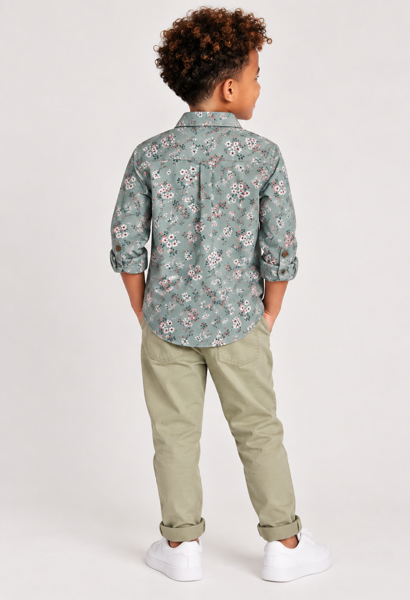 Boys Floral Printed Full Sleeve Shirt