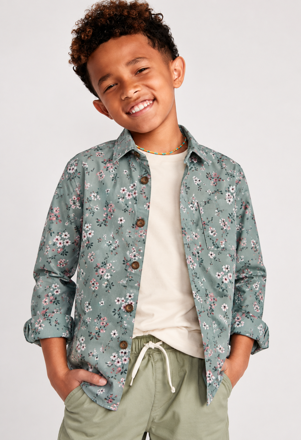 Boys Floral Printed Full Sleeve Shirt