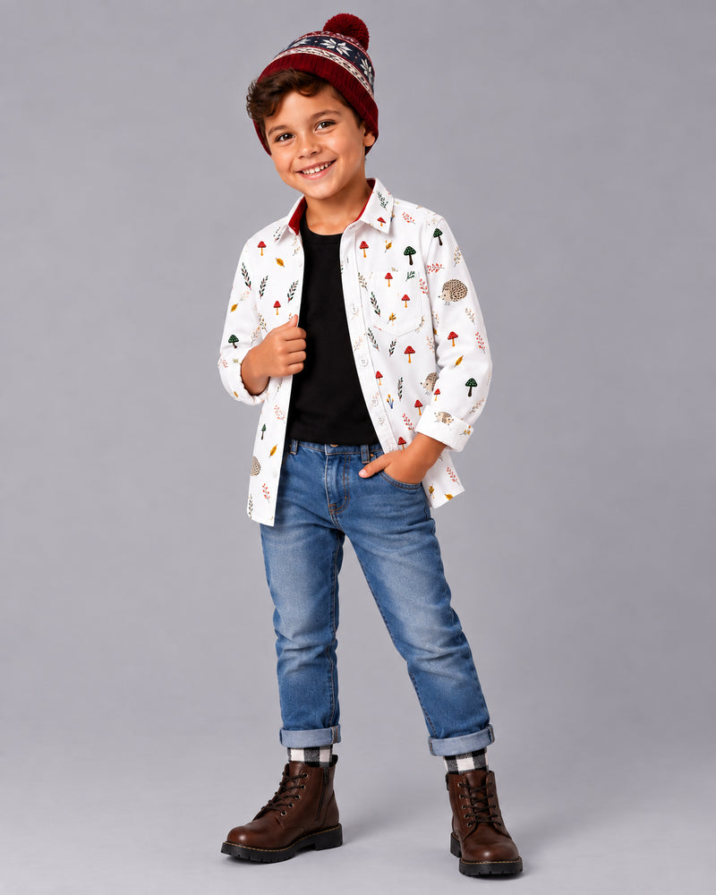 Boys Mushroom Print Shirt