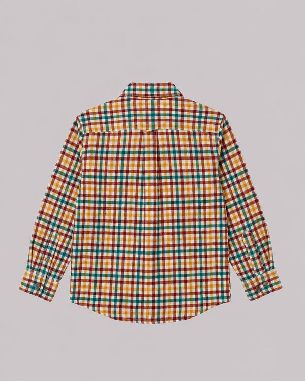 Boys Multicolor Check Full Sleeve Shirt back flat lay, a warm pick from shirts for boys