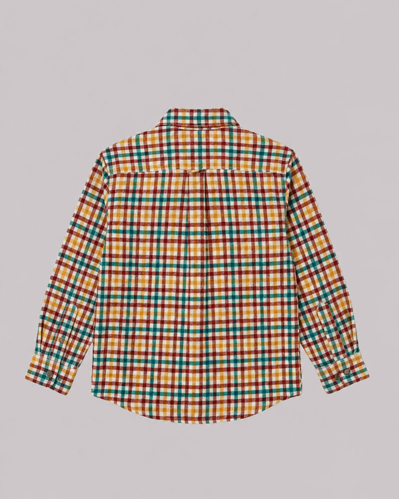 Boys Multicolor Check Full Sleeve Shirt back flat lay, a warm pick from shirts for boys