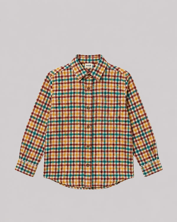 Boys Multicolor Check Full Sleeve Shirt front flat lay, from Kissa's cotton shirts for boys