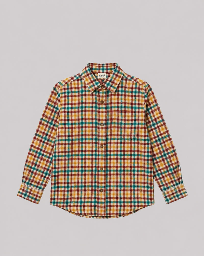Boys Multicolor Check Full Sleeve Shirt front flat lay, from Kissa's cotton shirts for boys