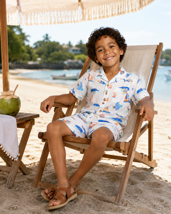 White Ocean Print Shorts
