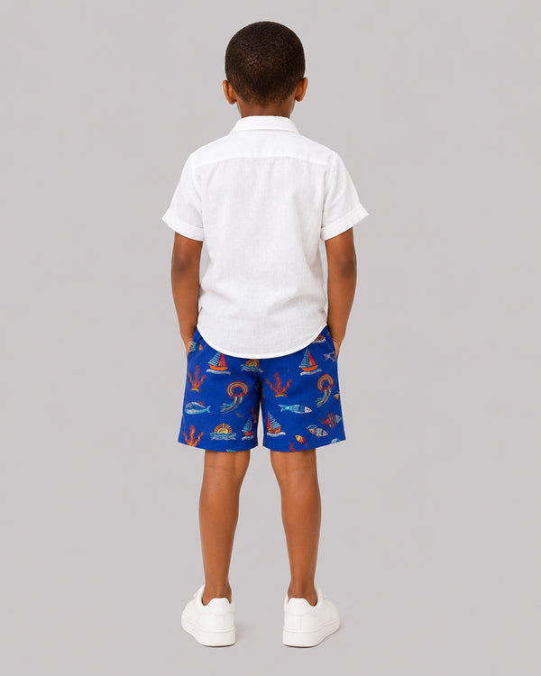Blue Ocean Print Shorts
