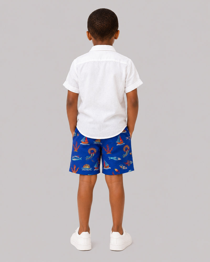 Blue Ocean Print Shorts