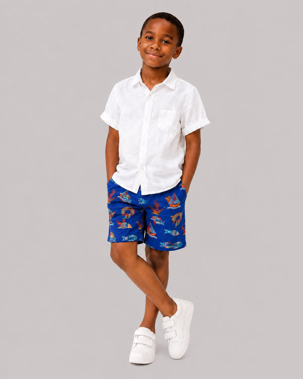 Blue Ocean Print Shorts