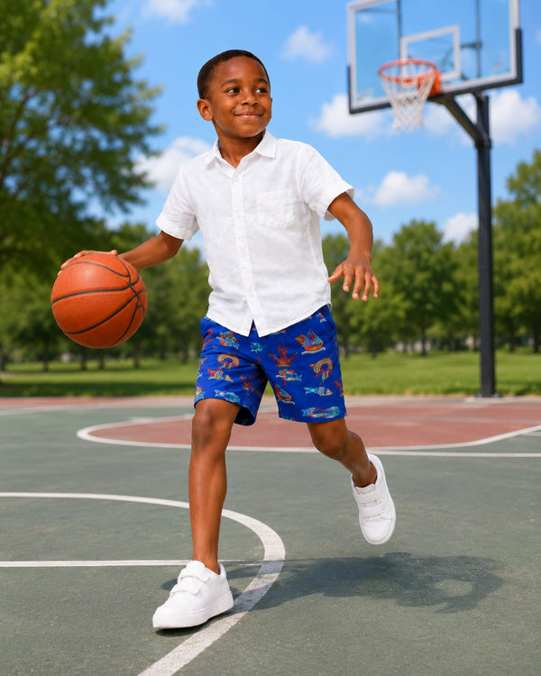 Blue Ocean Print Shorts