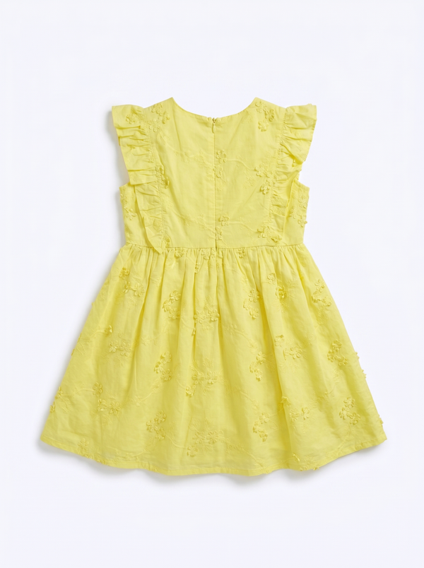 Yellow 3D Flower Dress