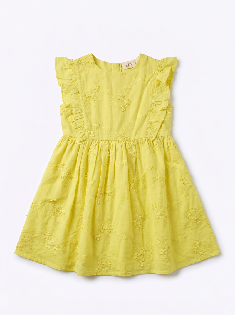 Yellow 3D Flower Dress