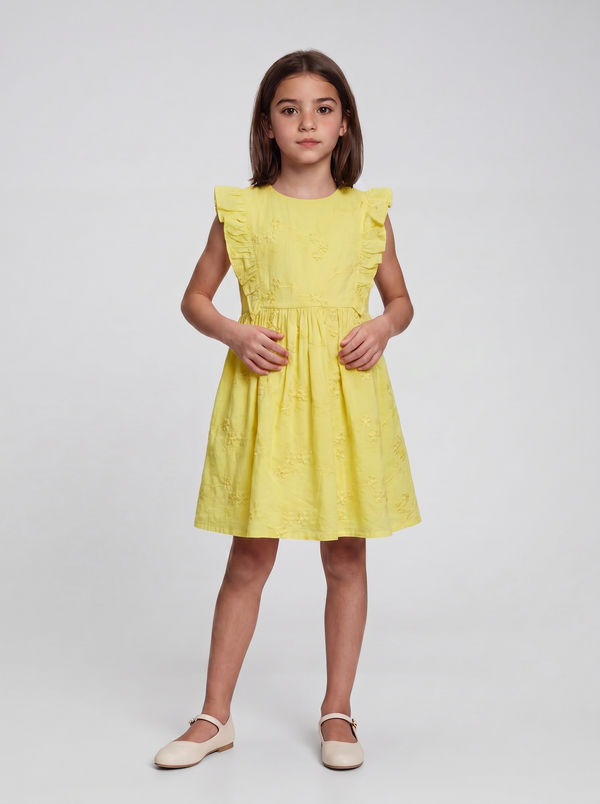 Yellow 3D Flower Dress