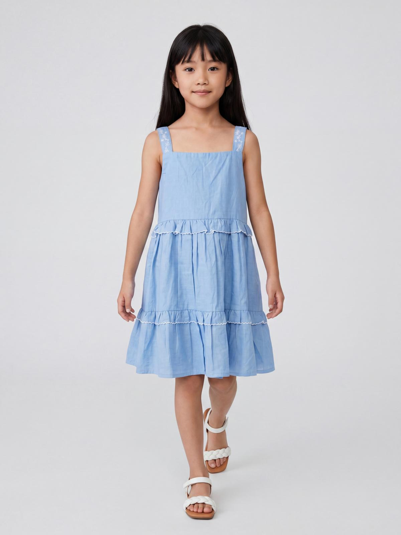 Chambray Denim Layered Dress